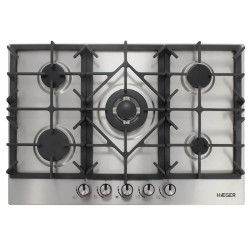 Build in Gas Hob – 4 Burners, 1 Wok, 70cm , Stainless Steel