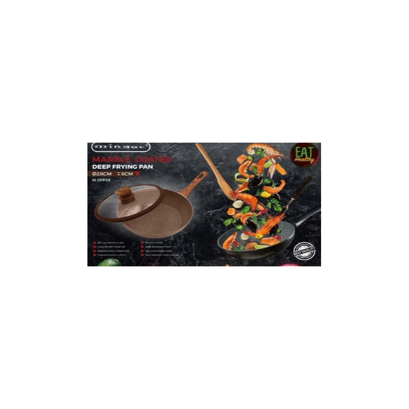 MIRAGE MARBLE COATED DEEP FRYING PAN M-DFP28 MIRAGE MARBLE COATED DEEP FRYING PAN M-DFP28