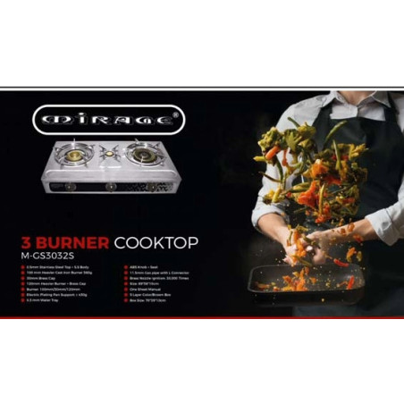 MIRAGE 3 BURNER COOKTOP MGS3032B
