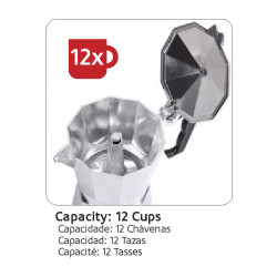 Moka Coffee Maker HAEGER MOKA POT 12 – Aluminum, 12 cups
